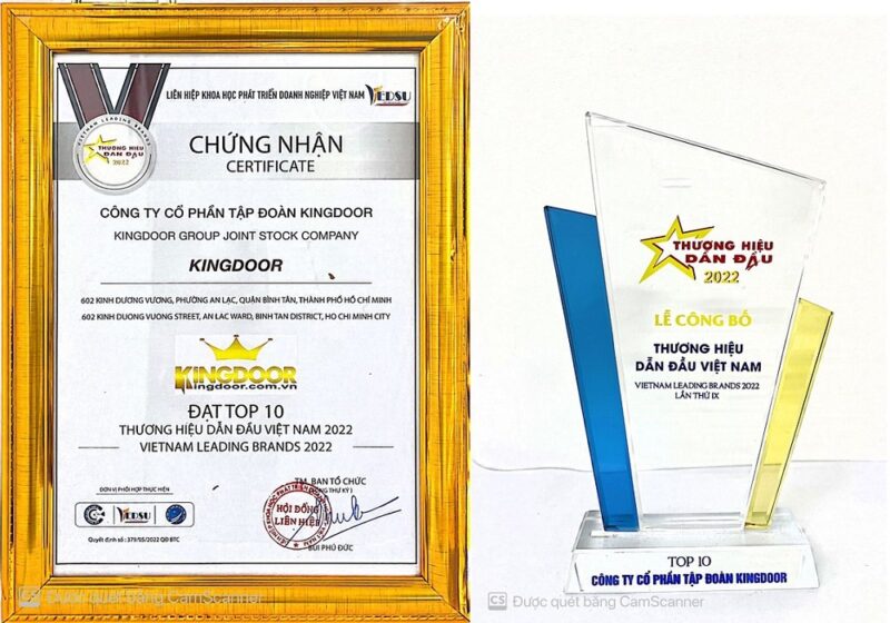 Công ty Kingdoor đạt top 10 thương hiệu dẫn đầu Việt Nam